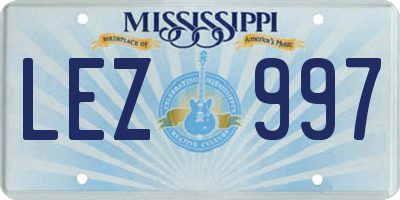 MS license plate LEZ997
