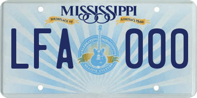 MS license plate LFA000