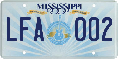 MS license plate LFA002