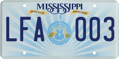 MS license plate LFA003