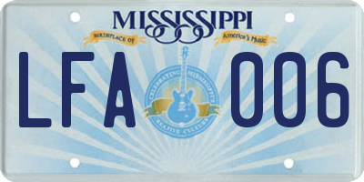 MS license plate LFA006