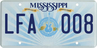 MS license plate LFA008