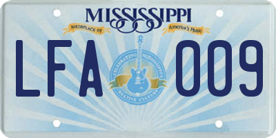 MS license plate LFA009