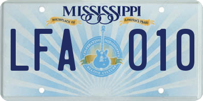 MS license plate LFA010