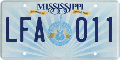 MS license plate LFA011