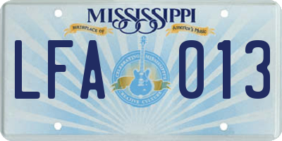 MS license plate LFA013