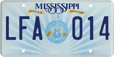 MS license plate LFA014