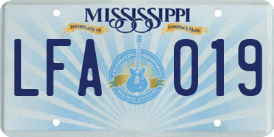 MS license plate LFA019