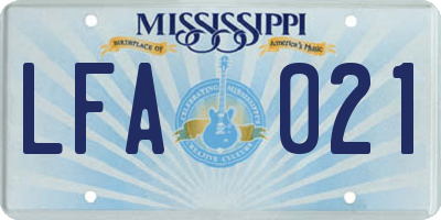 MS license plate LFA021