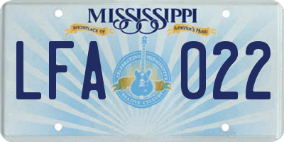 MS license plate LFA022