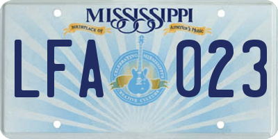 MS license plate LFA023