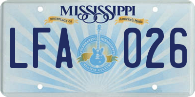 MS license plate LFA026