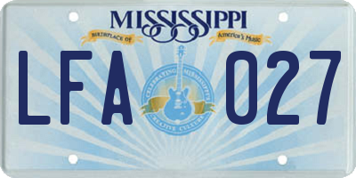 MS license plate LFA027