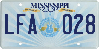 MS license plate LFA028