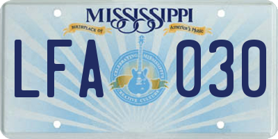 MS license plate LFA030