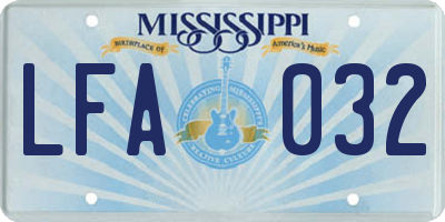 MS license plate LFA032