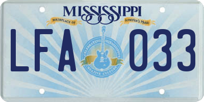 MS license plate LFA033