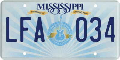 MS license plate LFA034