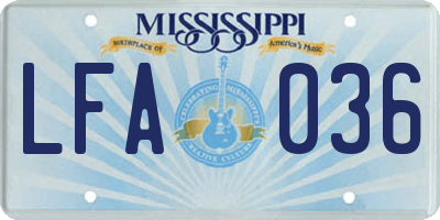 MS license plate LFA036
