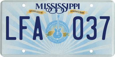 MS license plate LFA037