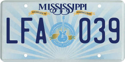 MS license plate LFA039
