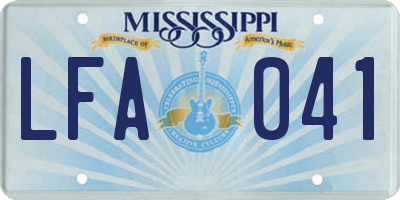 MS license plate LFA041