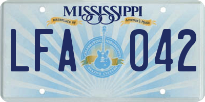 MS license plate LFA042
