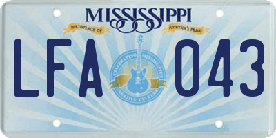 MS license plate LFA043