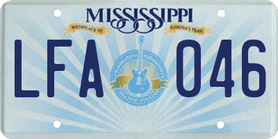 MS license plate LFA046