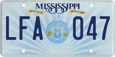 MS license plate LFA047