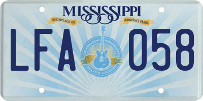 MS license plate LFA058