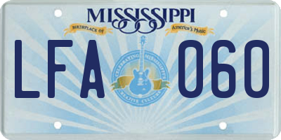 MS license plate LFA060