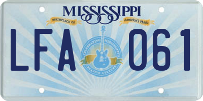 MS license plate LFA061