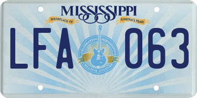 MS license plate LFA063