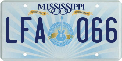 MS license plate LFA066