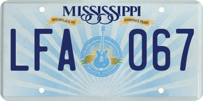MS license plate LFA067