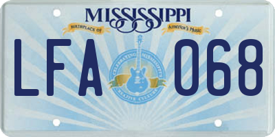 MS license plate LFA068