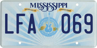 MS license plate LFA069