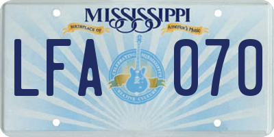 MS license plate LFA070