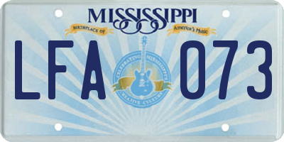 MS license plate LFA073