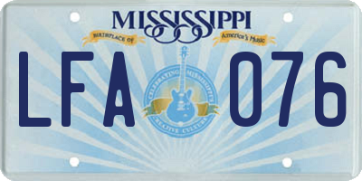 MS license plate LFA076