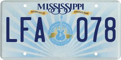 MS license plate LFA078