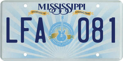 MS license plate LFA081