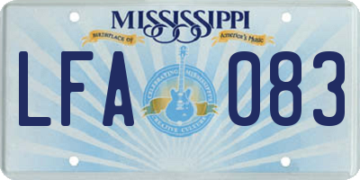 MS license plate LFA083