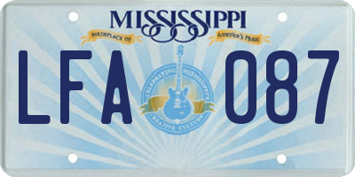 MS license plate LFA087
