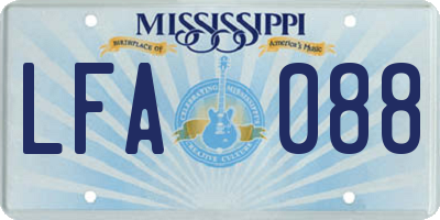 MS license plate LFA088