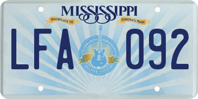 MS license plate LFA092