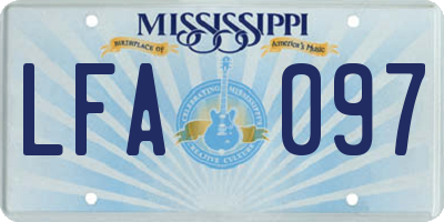 MS license plate LFA097