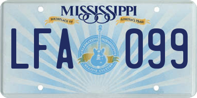 MS license plate LFA099