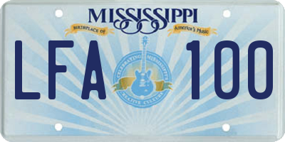 MS license plate LFA100